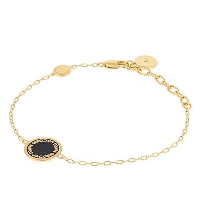 Shop Marc Jacobs Logo Pendant Bracelet In Black/oro