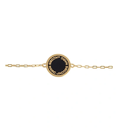Shop Marc Jacobs Logo Pendant Bracelet In Black/oro