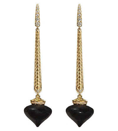 Shop Annoushka Touch Wood 18ct Yellow Gold, Diamond And Ebony Drop Earrings