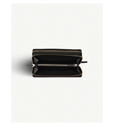 Shop Smythson Panama Double Zipped Grained-leather Travel Wallet In Black