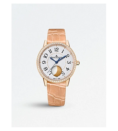 Shop Jaeger-lecoultre Rendez-vous Moon Pink-gold And Leather Watch