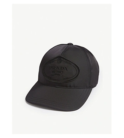 Shop Prada Womens Black Logo Nylon Baseball Cap