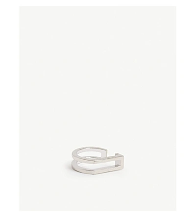 Shop Astrid & Miyu Simple Wishbone Ear Cuff In Rhodium