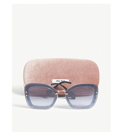 Shop Miu Miu Mu02ts Rectangle-frame Sunglasses In Blue