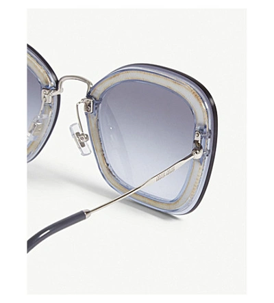 Shop Miu Miu Mu02ts Rectangle-frame Sunglasses In Blue