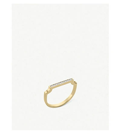 Shop Monica Vinader Womens White Signature 18ct Yellow-gold Vermeil And Diamond Thin Ring