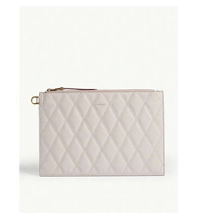 Shop Givenchy Leather Quilted Pouch In Pale Pink
