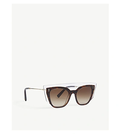 Shop Valentino Va4035 Havana Square-frame Sunglasses In Brown