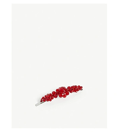 Shop Simone Rocha Large Flower Crystal Hair Clip In Red
