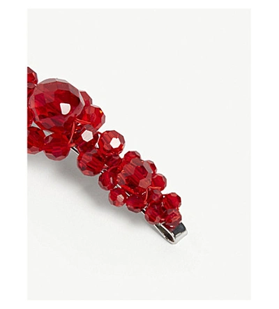 Shop Simone Rocha Large Flower Crystal Hair Clip In Red