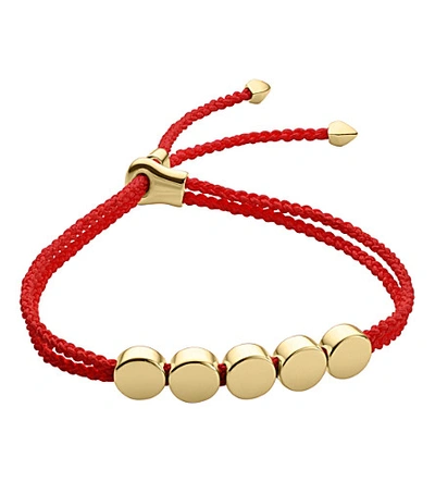 Shop Monica Vinader Linear Bead 18ct Gold-plated Friendship Bracelet In Gold / Red