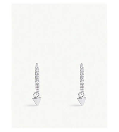 Shop Astrid & Miyu Mystic Spike Huggies Earrings In Rhodium