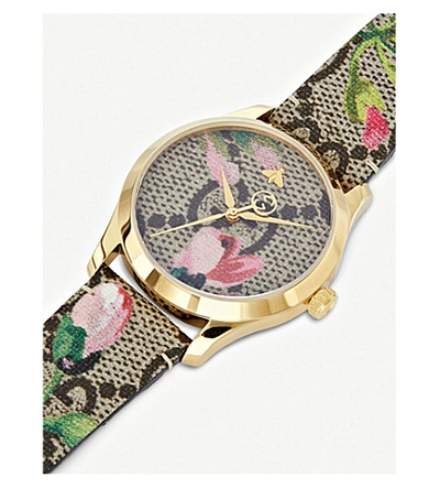 Gucci G-timeless Floral Print Gg Canvas Strap Watch, 38mm In Multi |  ModeSens