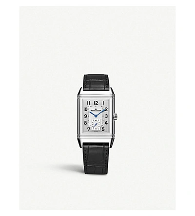 Shop Jaeger-lecoultre Q3848420 Reverso Classic Duoface Stainless Steel And Leather Watch