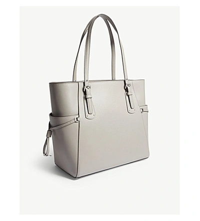 Shop Michael Michael Kors Leather Tote Bag In Pearl Grey