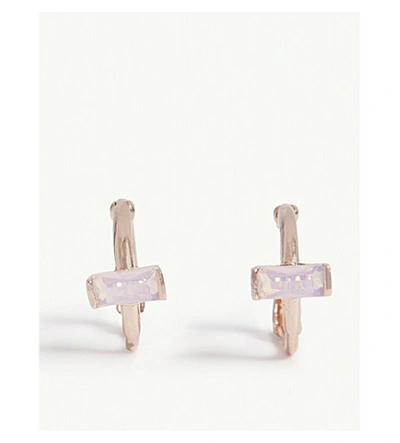 Shop Astrid & Miyu Mystic Dreams Opal Huggies Earrings In Rose Gold