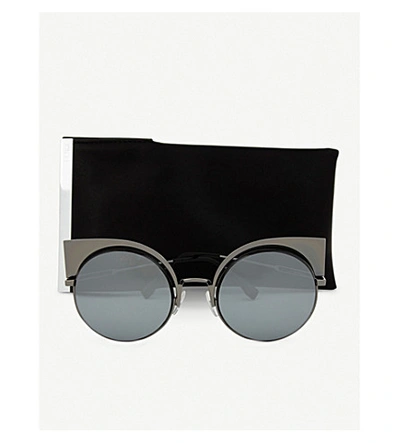 Shop Fendi Women's Gunmetal Grey Modern Ff0177 Round Sunglasses