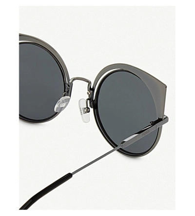 Shop Fendi Women's Gunmetal Grey Modern Ff0177 Round Sunglasses