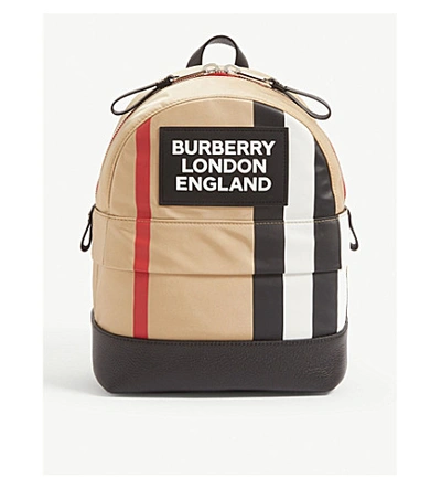 Shop Burberry Nico Small Check Backpack In Archive Beige