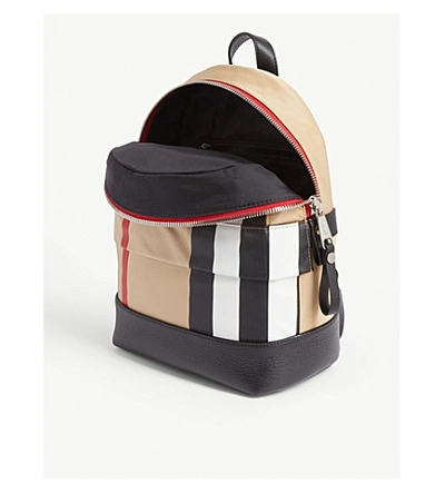 Shop Burberry Nico Small Check Backpack In Archive Beige