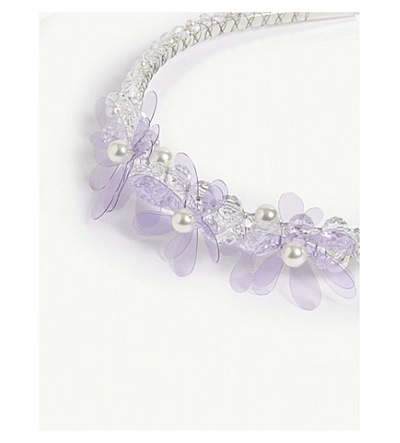 Shop Simone Rocha Floral Crystal Tiara In Lilac