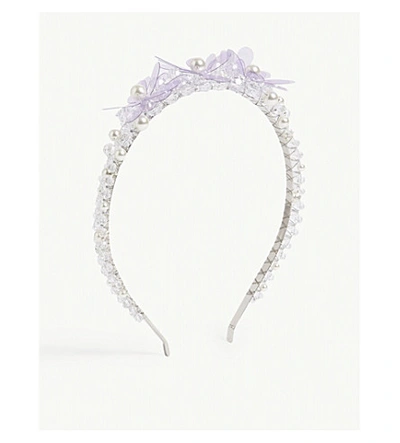 Shop Simone Rocha Floral Crystal Tiara In Lilac