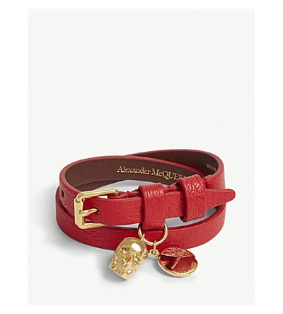 Shop Alexander Mcqueen Skull Wrap Bracelet In Lust Red