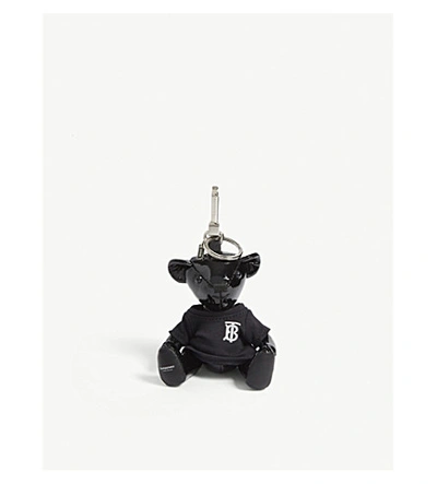 Shop Burberry Thomas Bear Patent Leather Keyring Charm In Black