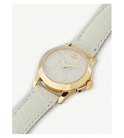 Shop Gucci Ya1264333 G-timeless Pvd Yellow-gold And Leather Watch In Black Pvd