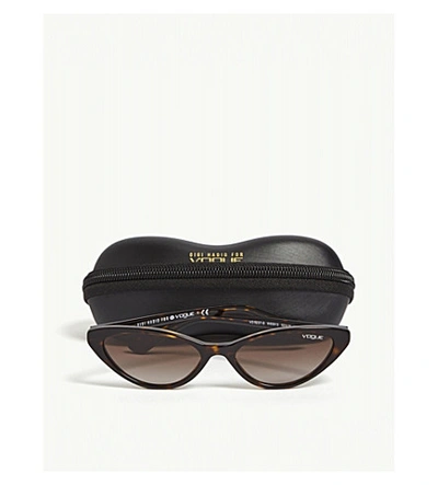 Shop Vogue Gigi Hadid Vo5237s Cat Eye Tortoiseshell Sunglasses In Dark Havana