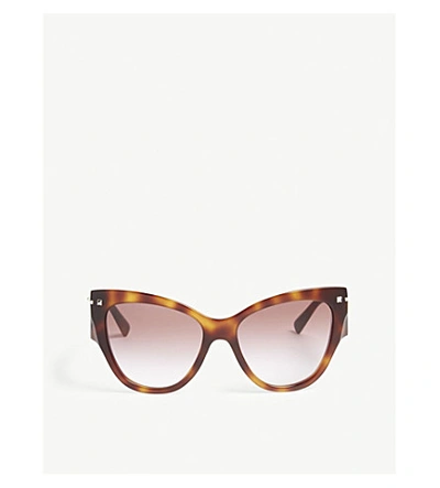 Shop Valentino Women's Havana Va4028 Cat-eye Frame Sunglasses