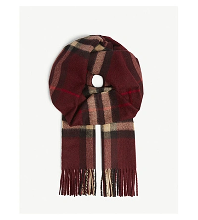 Shop Burberry Giant Check Cashmere Scarf In Claret Check