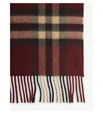 Shop Burberry Giant Check Cashmere Scarf In Claret Check