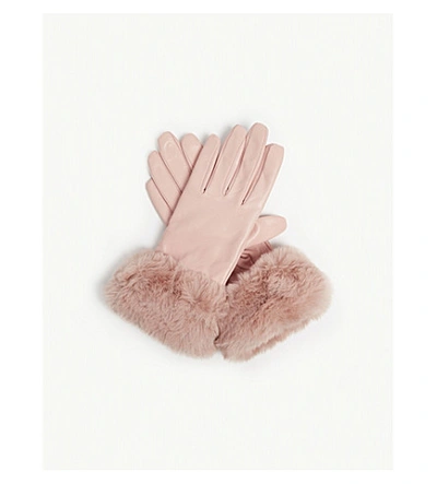 Ted Baker Faux-fur Trim Gloves In Light Pink | ModeSens