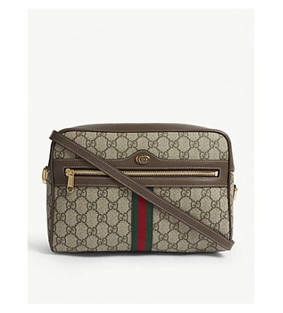 Shop Gucci Ophidia Camera Bag In Beige