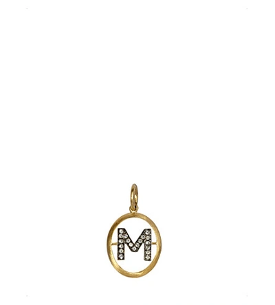 Shop Annoushka 18ct Yellow-gold And Diamond M Pendant In Silver