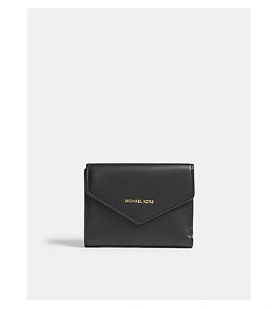 Shop Michael Michael Kors Michael Kors Brown Blakely Jet Set Small Leather Wallet In Black