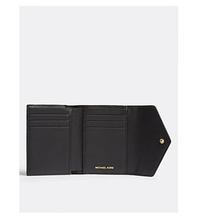 Shop Michael Michael Kors Michael Kors Brown Blakely Jet Set Small Leather Wallet In Black