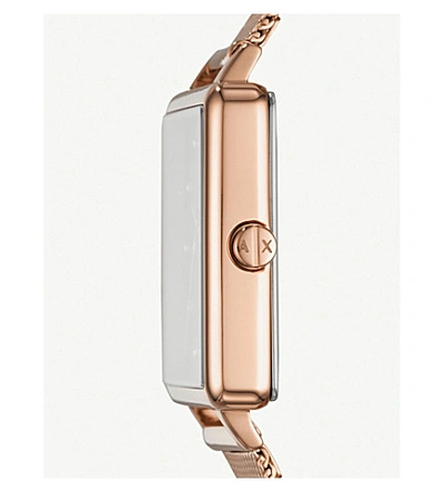 Shop Armani Exchange Ax5802 Lola Square Rose Gold-plated Watch In Silver