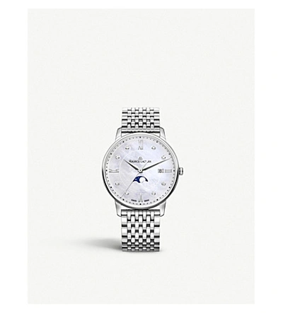 Shop Maurice Lacroix El1096-ss002-170-1 Eliros Moonphase Mother-of-pearl, Diamond And Steel Watch