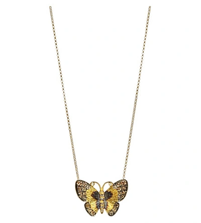 Shop Annoushka 18ct Gold And Brown Diamond Butterfly Necklace In Yellow