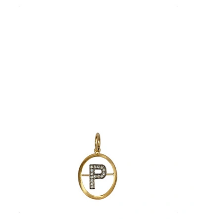 Shop Annoushka 18ct Yellow-gold And Diamond P Pendant In Silver