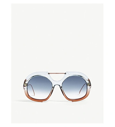 Shop Fendi Round-frame Sunglasses In Blue