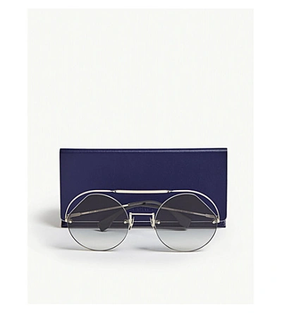 Shop Fendi Ff0325/s Ribbons & Crystals Round-frame Sunglasses In Silver