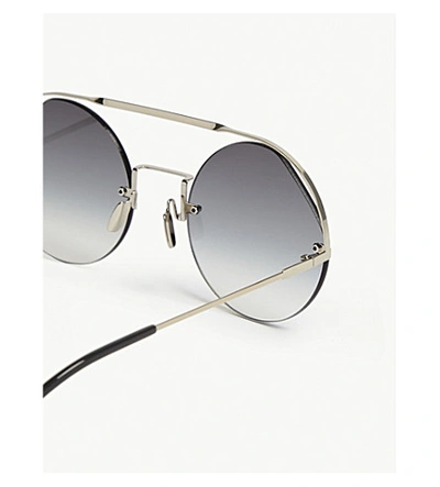Shop Fendi Ff0325/s Ribbons & Crystals Round-frame Sunglasses In Silver