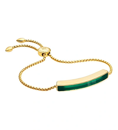 Shop Monica Vinader Baja 18ct Gold-plated Vermeil And Green Onyx Bracelet In Silver