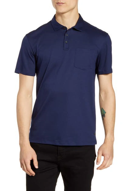Shop John Varvatos Burlington Classic Fit Cotton Polo Shirt In Ink Blue