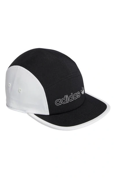 Shop Adidas Originals Blocked Five-panel Hat - Black In Black/ White