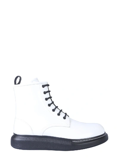 Shop Alexander Mcqueen White Leather Ankle Boots