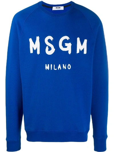 Shop Msgm Blue Cotton Sweatshirt